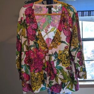 Lane Bryant Floral 3/4 Sleeve Cardigan 26/28